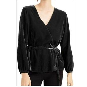 NWT JCrew black velvet wrap blouse